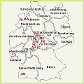 Landkarte mit Dreschflegelbetrieben